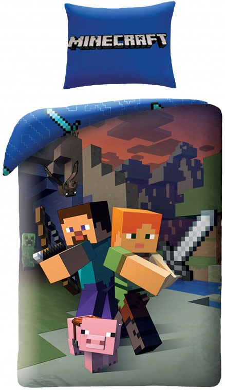 Minecraft Steve and Alex bedding set 140×200cm, 70×90 cm