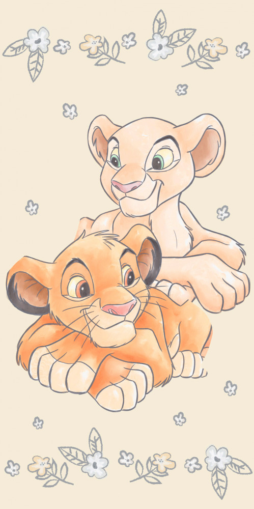 Disney The Lion King Simba & Nala Bath Towel, Beach Towel Yellow 70*140cm