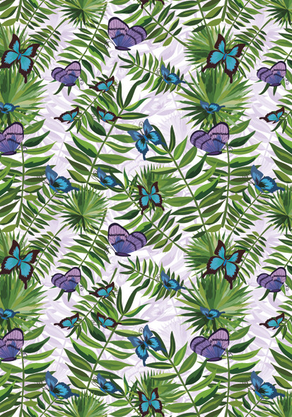 Colour Fern and Butterfly Nature A/4 Elastic Folder