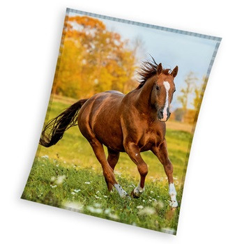 Horses Gallop coral fleece blanket 150x200cm