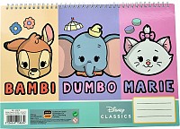 Disney Animals Classic A/4 Spiral Sketchbook with 40 Sheets and Stickers
