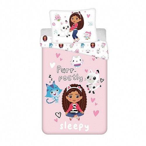 Gabby's Dollhouse Sleepy bedding cover 140×200cm, 65×65 cm