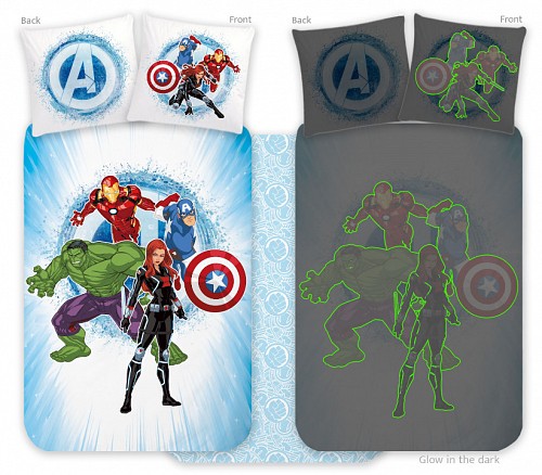 Avengers glow-in-the-dark children's kindergarten bedding set 100x135cm, 40x60cm