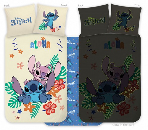 Disney Lilo and Stitch Aloha glow-in-the-dark children's bedding set 100x135cm, 40x60cm