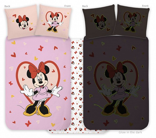 Disney Minnie  Heart glow in the dark children's bedding set 100x135cm, 40x60cm