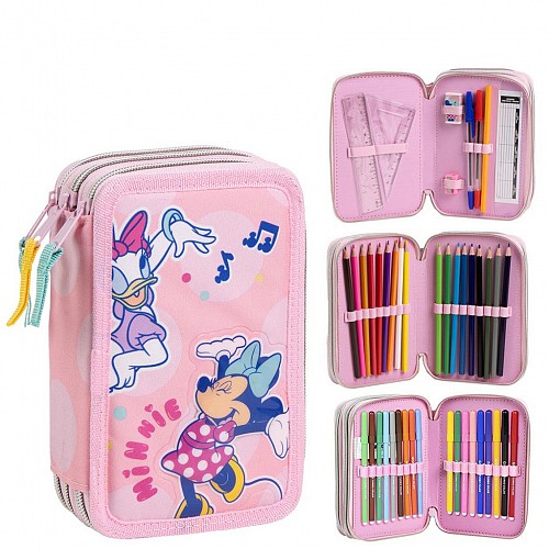 Disney Minnie  Music pencil case with supplies, 3 layers