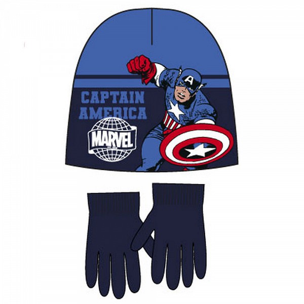 Avengers Captain America childrens hat + glove set 52 cm