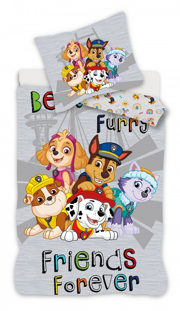 Paw Patrol Grey bedding set 140×200cm, 70×90 cm microfibre