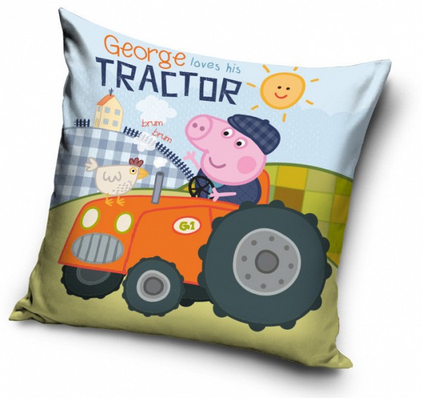 Peppa Pig Georges Tractor Velour Cushion Cover 40x40 cm