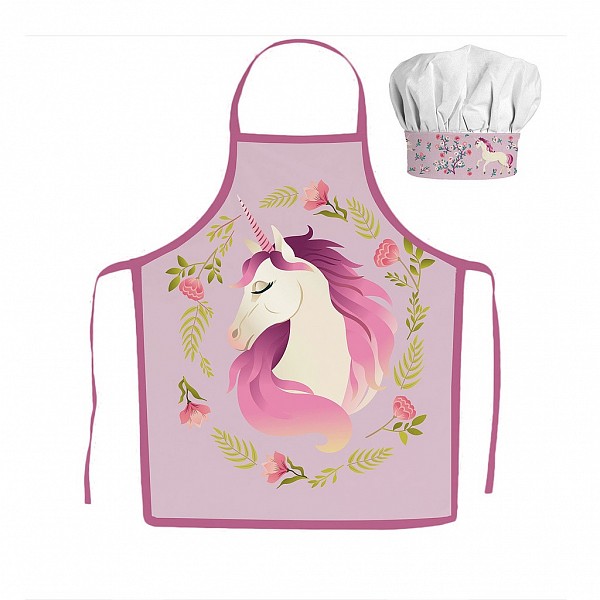 Unicorn Garden childrens apron 2-piece set