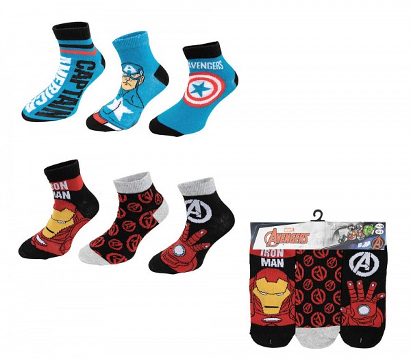 Avengers childrens ankle socks 23-34