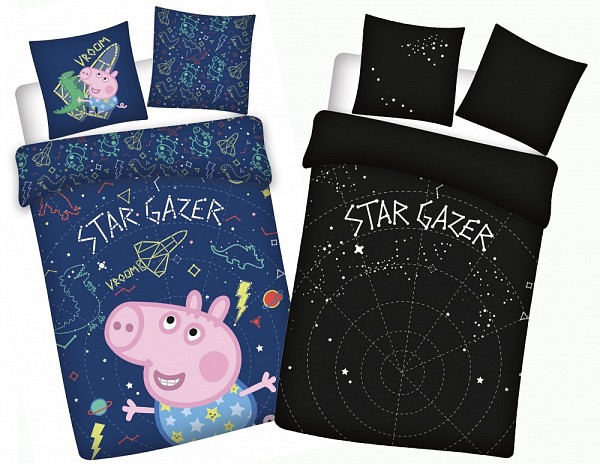 Peppa Pig Star-gazer Glow-in-the-dark childrens bedding cover 100x135cm, 40x60cm