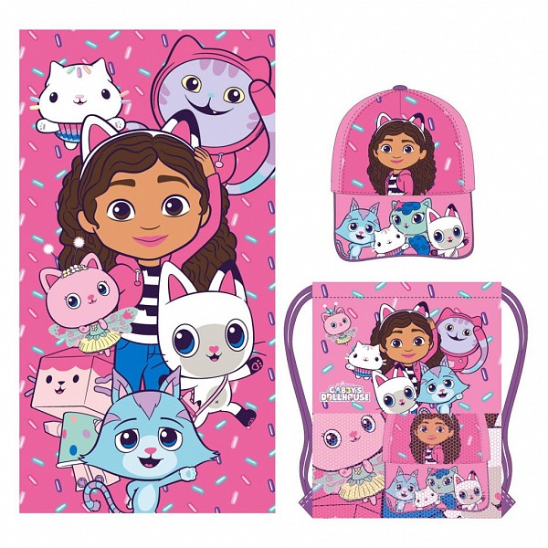 Gabbys Dollhouse towel, gym bag, baseball cap set