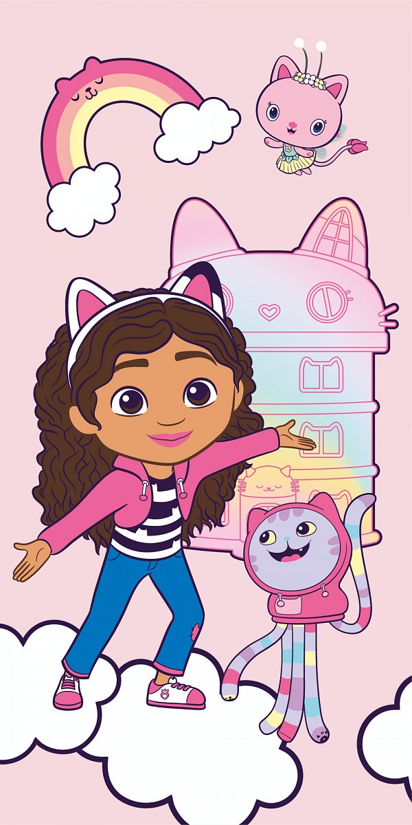 Gabbys Dollhouse Dreamland bath towel, beach towel 70x140cm