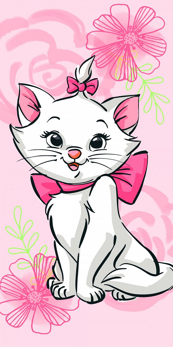 Disney Marie Cat Pink Flower Bath Towel, Beach Towel 70*140cm