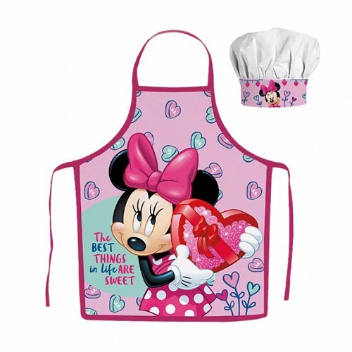 Disney Minnie Σχέδιο Sweets Σετ Δύο Τεμαχίων Παιδική Ποδιά + Καπέλο Σεφ