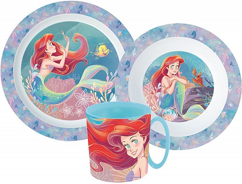 Disney Princess Ariel dinner set, microplastic set with 350 ml mug