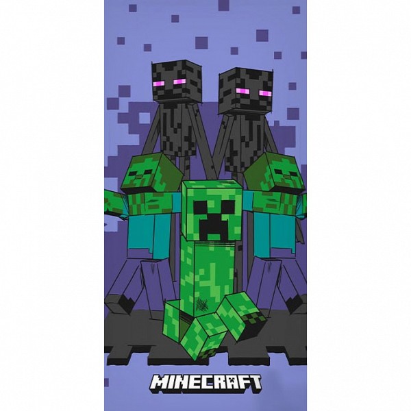 Minecraft Purple bath towel, beach towel 70x140cm