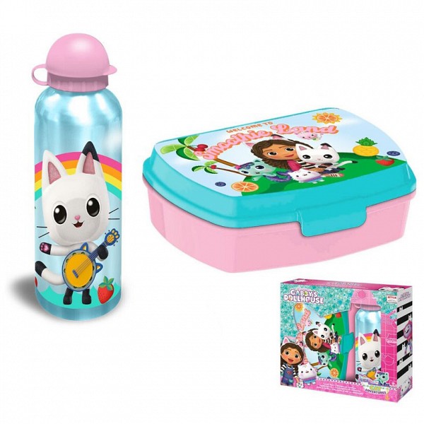 Gabbys Dollhouse Smoothie Land sandwich box + aluminum bottle set