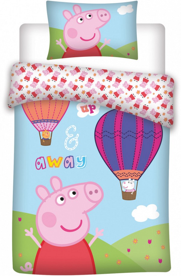 Peppa malac Hot-air Balloon gyerek, ovis ágyneműhuzat 100×135cm, 40×60 cm