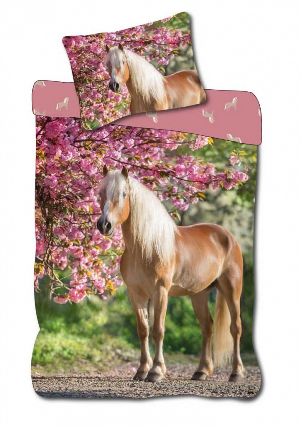 Horses Cherry Blossom childrens bedding set 100×135cm, 40×60cm