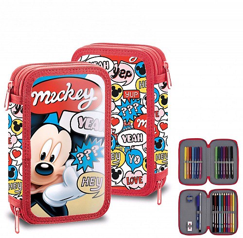 Disney Mickey  filled pencil case with 2 levels