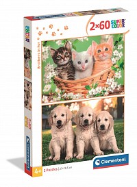Animals Brothers in Fur 2x60 piece puzzle Clementoni  CMC24820