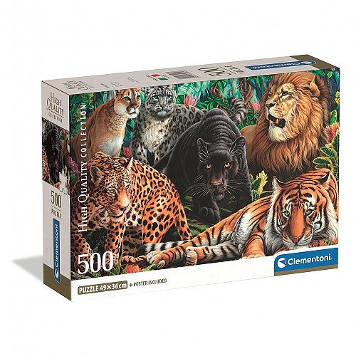 Animals Wild Cats 500-piece Compact Puzzle Clementoni CMC35584