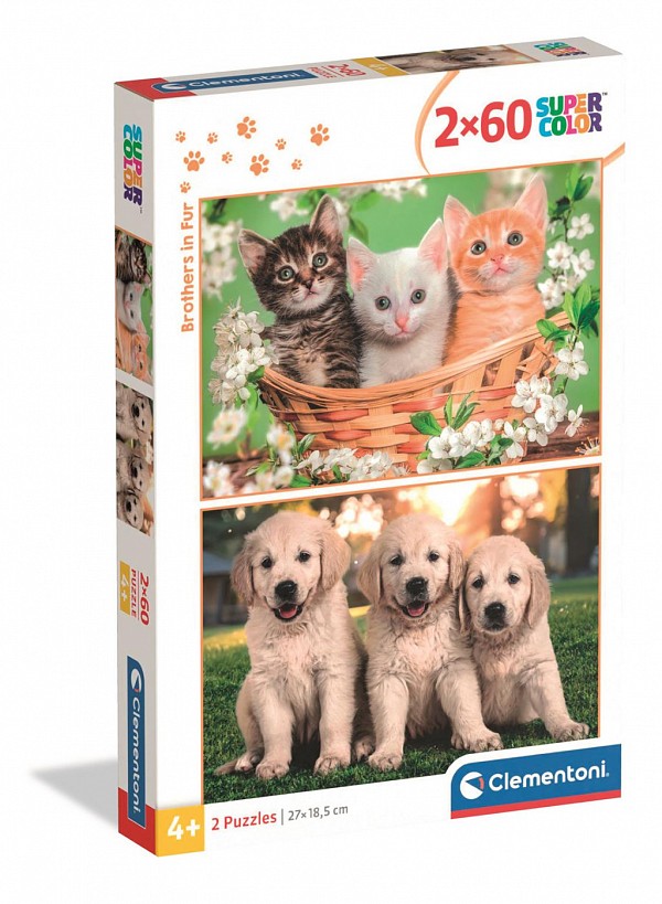 Animals Brothers in Fur 2x60 piece puzzle Clementoni  CMC24820