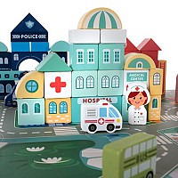 Wooden blocks - city 100pcs Kruzzel 19159